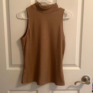 Brown Mock Neck Tank Top